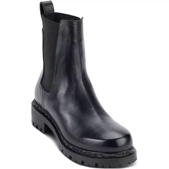 DKNY WOMENS RICK Black Leather Motorcycle Boots Shoes 9.5 Medium (B,M ...
