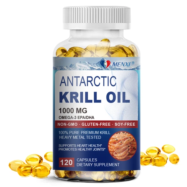 Huile De Krill Antarctique 3000mg - 120 Gélules, Oméga-3 EPA, DHA, Astaxanthine, Naturel