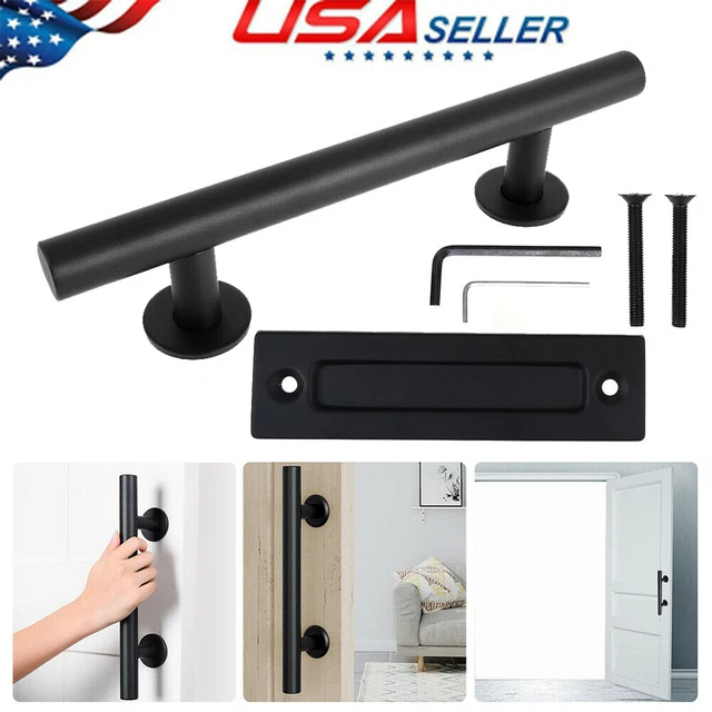 12" Sliding Barn Door Pull Flush Handle Wood Door Gate Hardware Set Iron Black