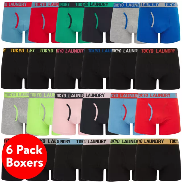 Tokyo Laundry Herren Boxershorts 6er-Pack Boxershorts Set schwarz Stretch Baumwolle Unterwäsche