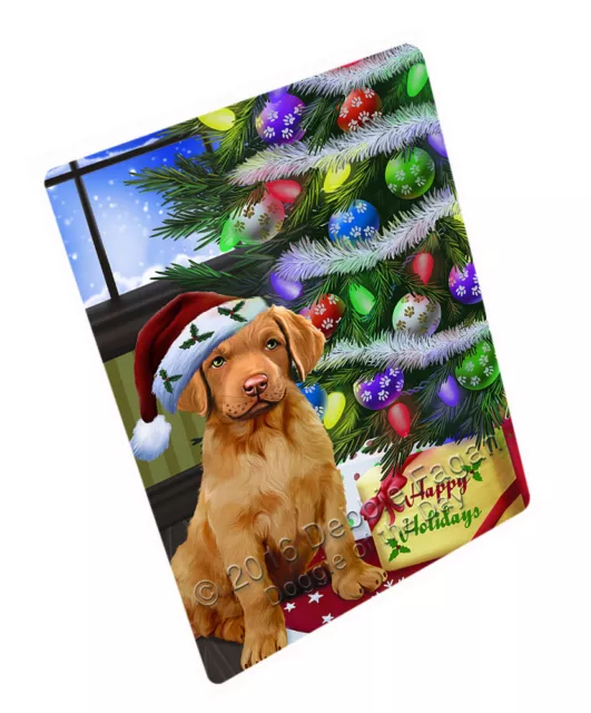 Christmas Chesapeake Bay Retriever Dog Presents Woven Throw Sherpa Blanket T16