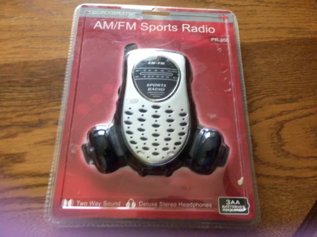 AM/FM Sports Radio Two-Way Sound W/Headphones NEW Durabrand PR-355 belt clip