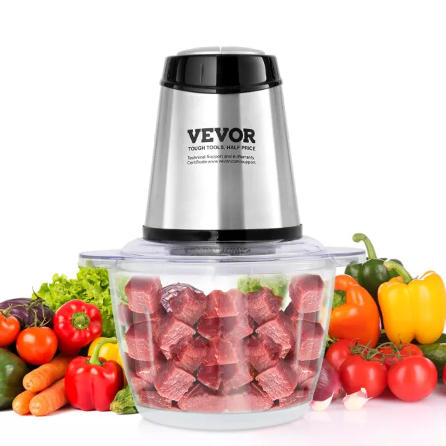 Electric Food Chopper, 5-Cup Food Processor by Homeleader, 1.2L Glass Bowl  Grinder for Meat, Vegetables, Fruits and Nuts, Stainless Steel Motor Unit