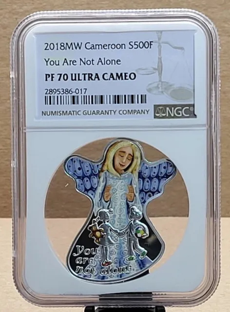 2018 Cameroon 500 Francs : You Are Not Alone : Colorized Ngc Pf70 Uc Silver Coin