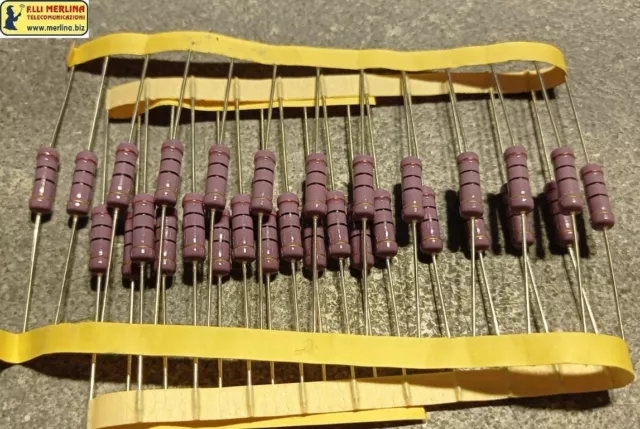 Resistenza strato metallico  10 OHM Ω 2W  ±5% Ø5x13 mm 400 ppm/°C  30 PEZZI