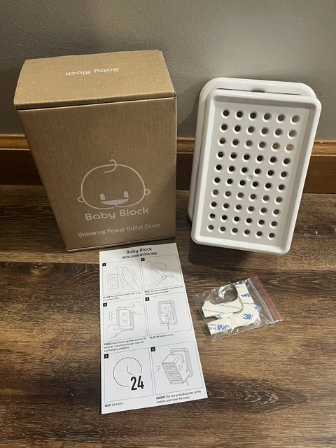 Baby Block Universal Power Outlet Cover Box Fits Large AC Adapters New Open Box