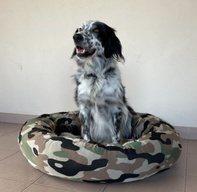 Cuccio Cuccia rotonda da interno per cani o gatti mimetica Imbottitura in MEMORY 