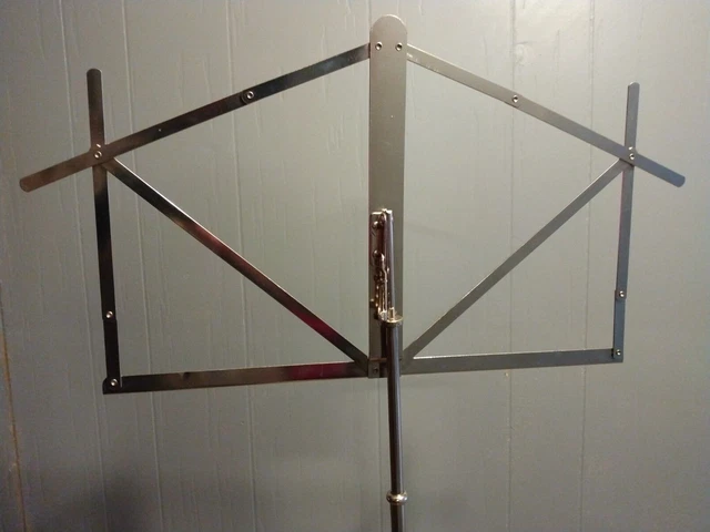1930's THE HAMILTON LONE STAR Adjustable 2 Piece Wire Music Stand w/ Leather Bag
