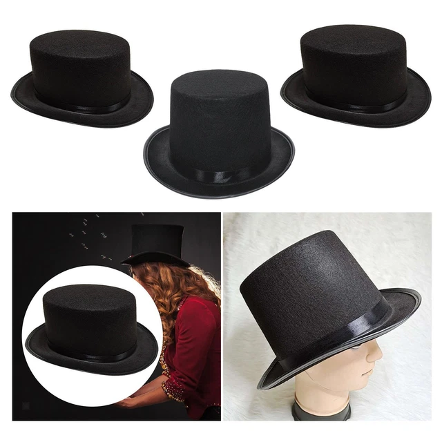 thumbnail image 2 of Funny Party Hats Felt Top Hats - 2 Pack - 1 Black & 1 White Top Hat Costume Hats 2 of 10