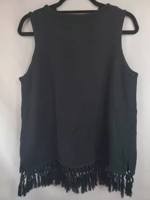 J Jason Wu Women's Black Sleeveless Sweater Tunic w/ Fringe Size X-Large 3