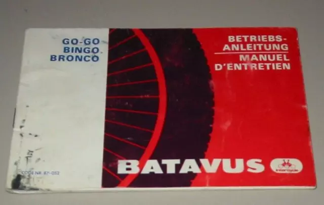 Betriebsanleitung Batavus Mofa GO GO Bingo Bronco Manuel D´Entretien Handbuch