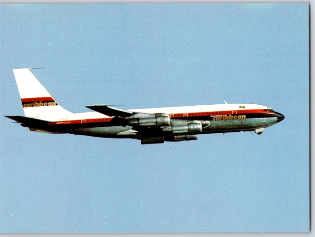 Airplane Postcard Caribbean Airways Airlines Boeing 707 In Flight CG2
