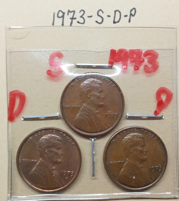 1973 P D S Lincoln  Cent BUCello 3 Penny Coin Set👌🆒🇺🇲