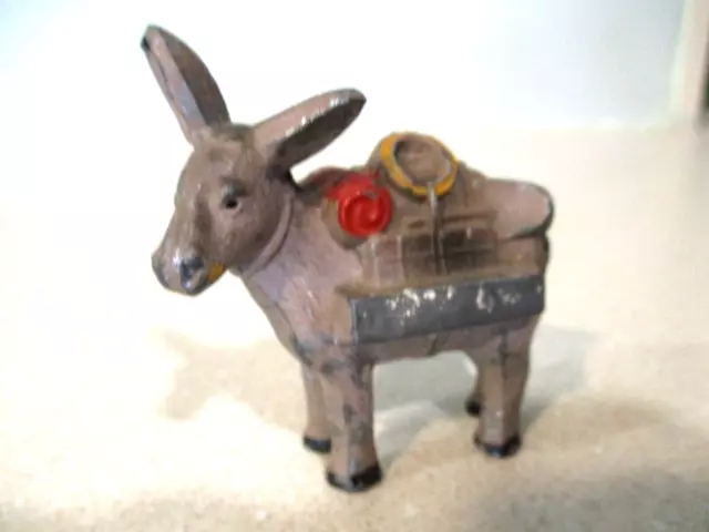 Donkey or pack mule Japan hand painted vintage metal figurine animal 2.25 x2.5''