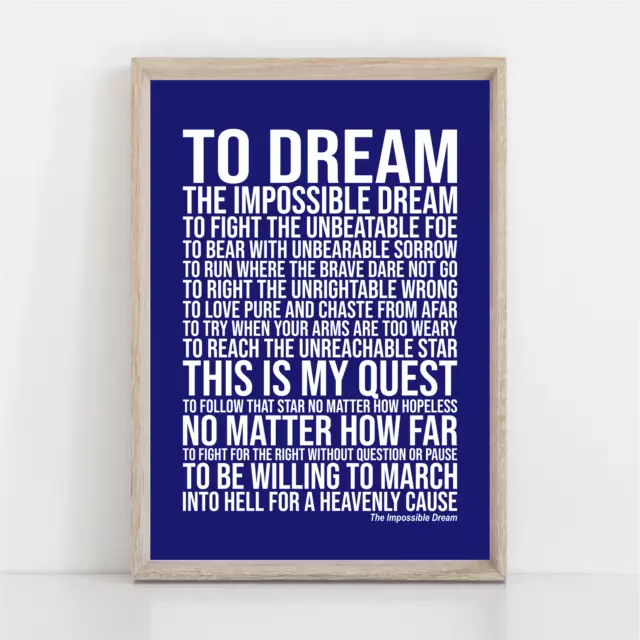 Andy Williams THE IMPOSSIBLE DREAM Song Lyrics Poster Print Wall Art