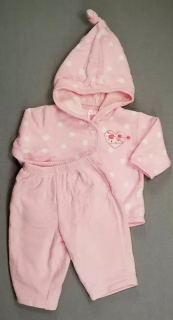 Baby Girl Clothes Vintage Carter's 3 Month Fleece Hooded Heart Jacket 2Pc Outfit