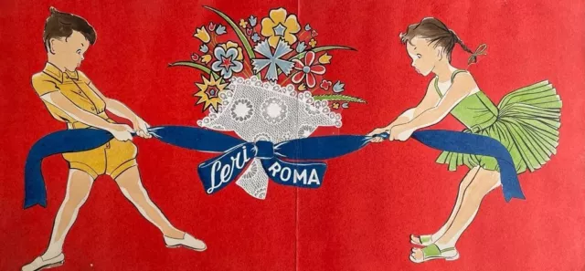 STRAORDINARIO COLLAGE ILLUSTRAZIONE ANNI '40/'50 LERI ROMA tavola originale