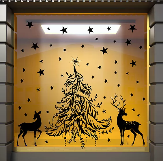 Christmas Window Decoration Xmas Tree Window Stickers Xmas Reindeer Stickers N11