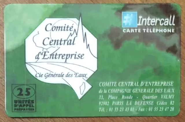 Générale Des Eaux Intercall Carte Prepayée Prepaid Telecarte Scheda Phone Card