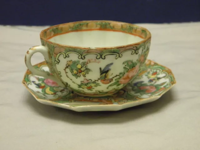 ANTIQUE CHINESE EXPORT 1st EDITION 1850's ROSE MEDALLION CUP AND SAUCER