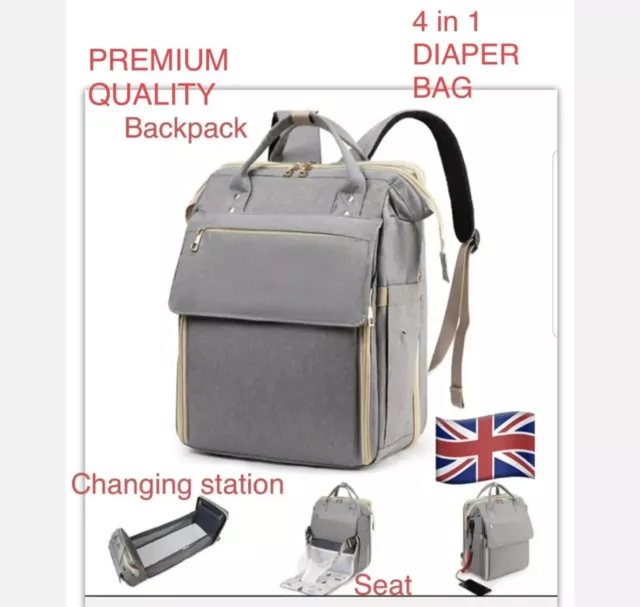 Diaper Bag Nappy Changing Backpack Set Mummy Large Multi-Function Travel Bag UK