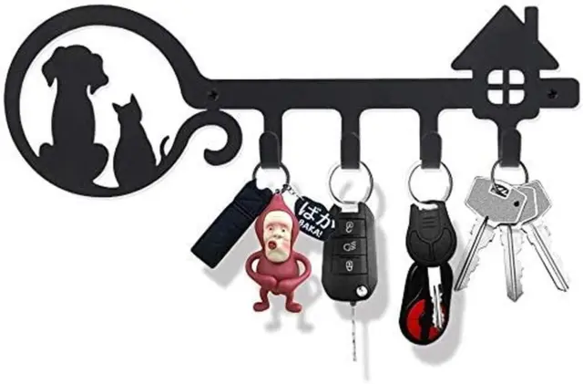 Wall Mounted Iron Key Holder with 4 Key Hooks Organizer for car or house keys 7