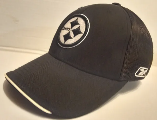 Pittsburgh Steelers Vintage Black Flex-Fit Hat Mens L/Xl Made By Reebok