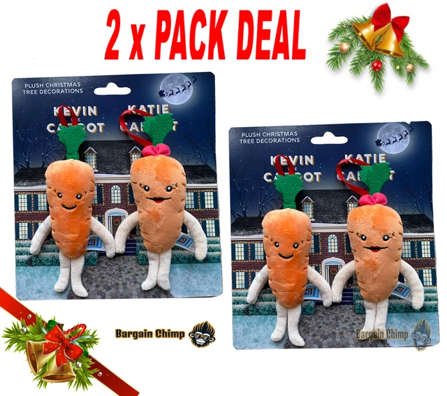ALDI KEVIN CARROT & Katie Carrot Plush Christmas Tree Deco 16cm 2 PACK
