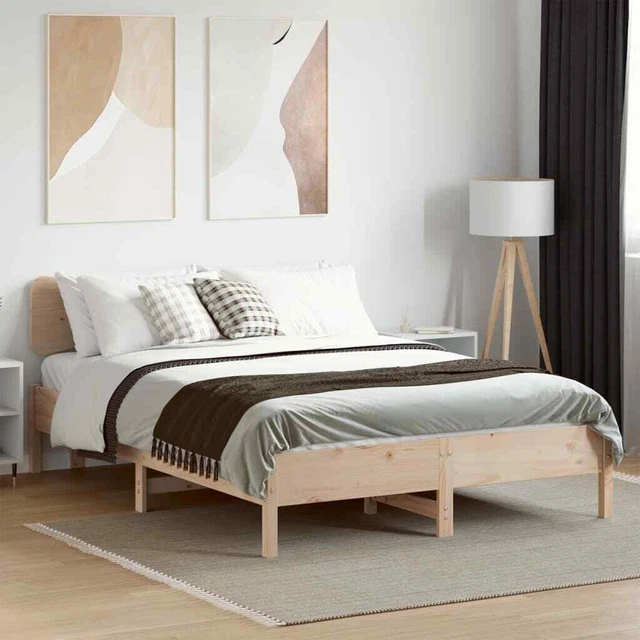 BED FRAME WITHOUT Mattress 140x200 cm Solid Wood Pine £312.87 PicClick UK