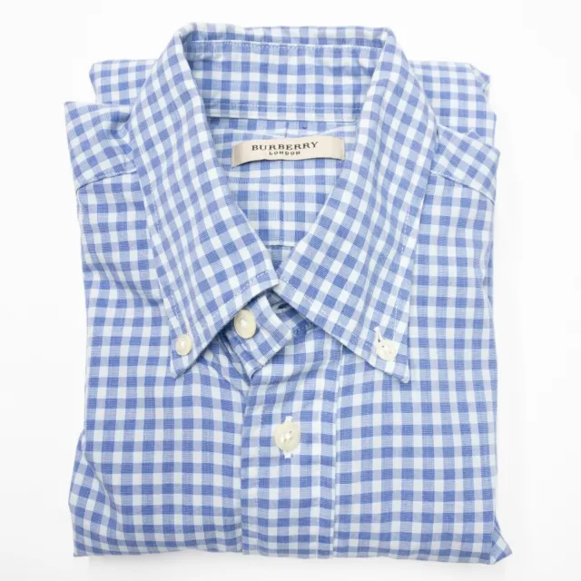 Burberry London Gingham Check Dress Shirt Men's Small Long Sleeve Button-Down