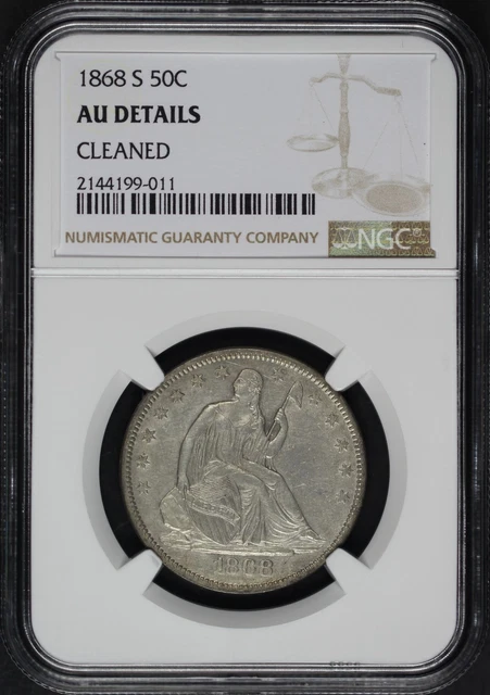 1868-S Seated Liberty Half Dollar NGC AU Details Cleaned