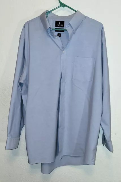 Stafford Men's Travel Wrinkle Free Oxford Regular Fit Shirt Size 18 (34-35)