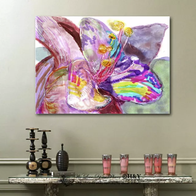 Purple Queen Flower Stretched Canvas Print Framed Wall Art Home Decor Painting