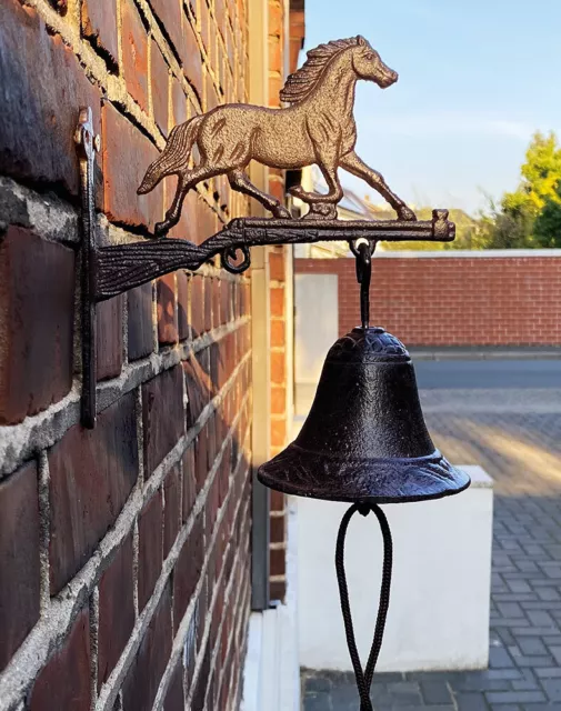 Türglocke Pferd Glocke Rustikal Gusseisen Landhausstil Antik-Stil Braun