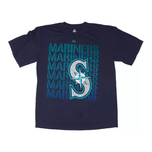 MAJESTIC Seattle Mariners MLB USA T-Shirt Blue Short Sleeve Mens L