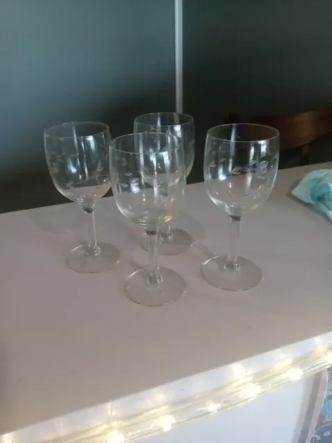 Vintage Princess House Heritage Floral Water Goblets Wine Glass Set of 4 Glasses