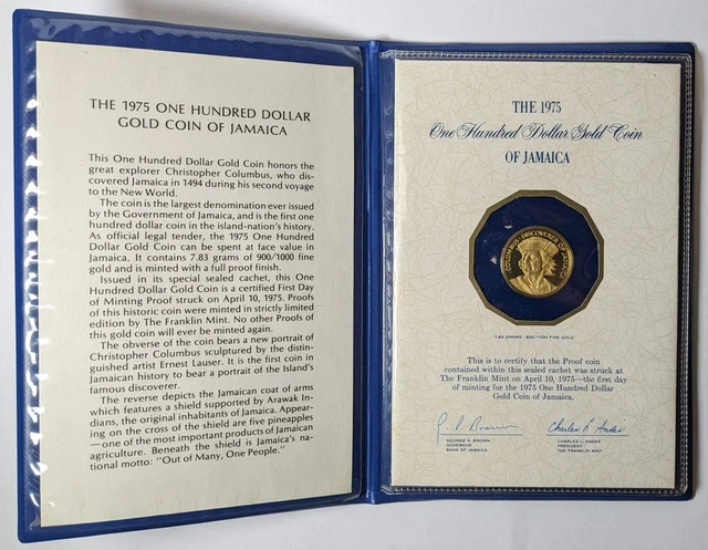 1975 Jamaica $100 Gold Proof
