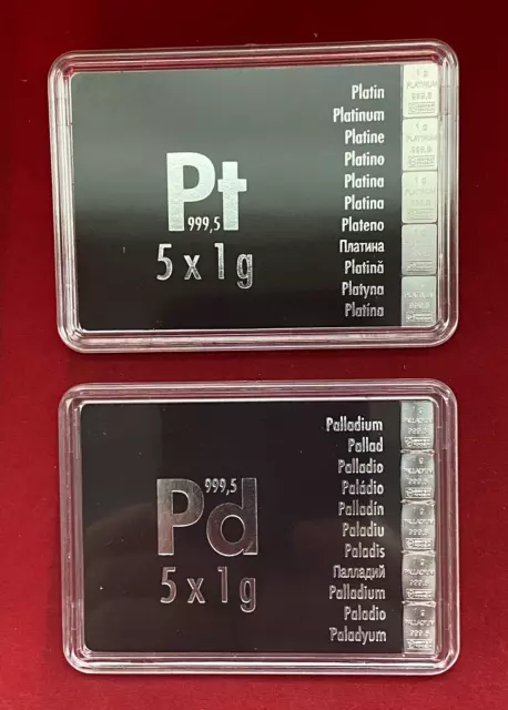 NEU 2x Investment 5x 1g Platinbarren + 5x 1g Palladiumbarren Wertanlage wie Gold