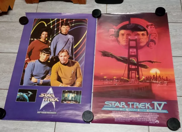 2 Vintage Star Trek Posters: 1986 Star Trek IV Theatre Display & 1991 25th Anniv