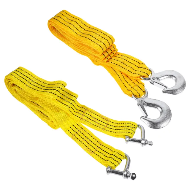 2 Pcs Vehicle Trailer Rope Road Emergency Snowmobile Tow Strap with Hook