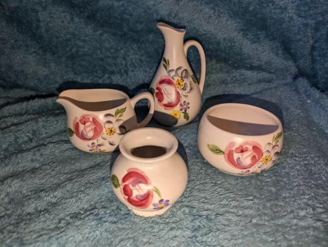 Collection of 4 pieces E Radford hand painted (EG) floral ceramics - VGC