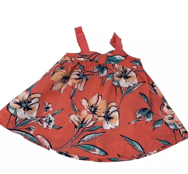Baby Gap Girls 3-6 Months Coral Floral Swing Tank Top