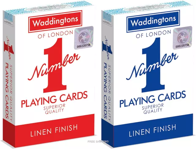 Waddingtons Classic No.1 Twin Pack Playing Cards, Red And Blue Decks