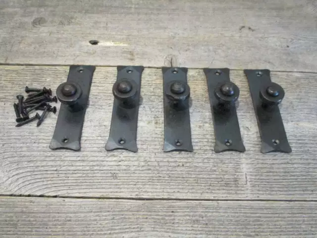 5 Hand Forged Iron Pulls 4 1/8" Long Cabinet Handles Bin Door Gate Crafts