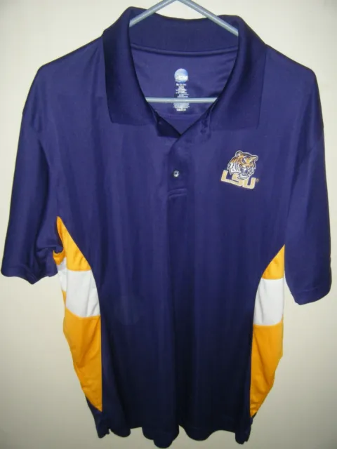 LSU Tigers NCAA Men's Button Collar Short Sleeve Shirt Purple Size XL