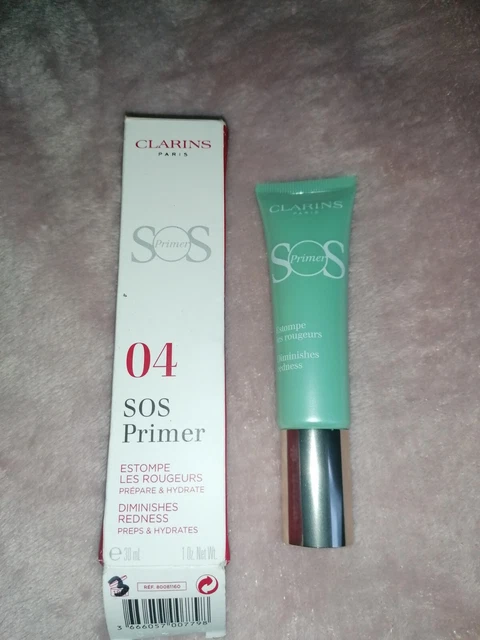 Clarins Sos Primer Diminuisce Il Rossore Primer 30Ml - 04 Verde - Nuovo - P&P Gratuito