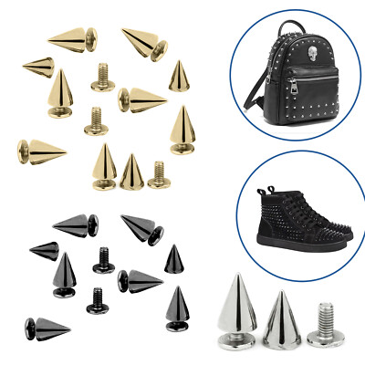 Borchie a Punta Oro 10mm 100 Pezzi 10MM-15MM Rivetti Punk a Piramide Quadrata in Cuoio Fai-da-Te Metallo Argento 4 Borchie in Metallo Artiglio per Braccialetti Abbigliamento Scarpe Borsa 