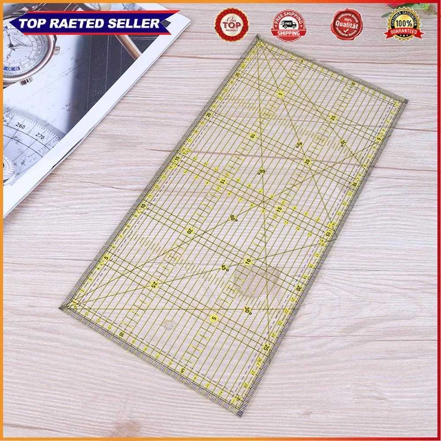 Regla de corte de tela hágalo usted mismo 30x15 cm regla de corte con líneas de rejilla para artesanías de coser