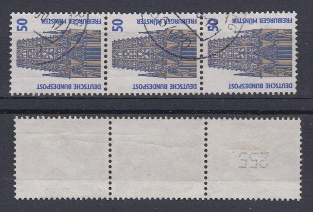 Bund 1340 A RM 3er Streifen mit ungerader neuer Nummer SWK 50 Pf gestempelt