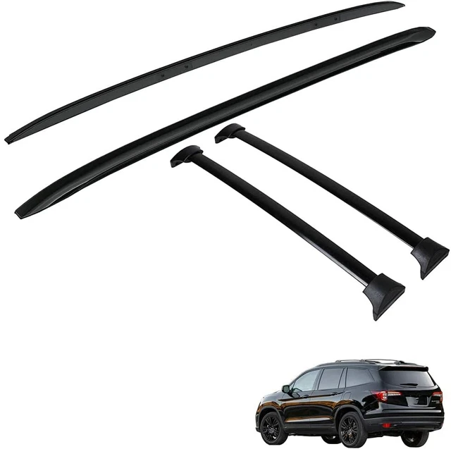 4PCS ROOF RACK Side Rails & Cross Bars for Honda Pilot 20162022 Black